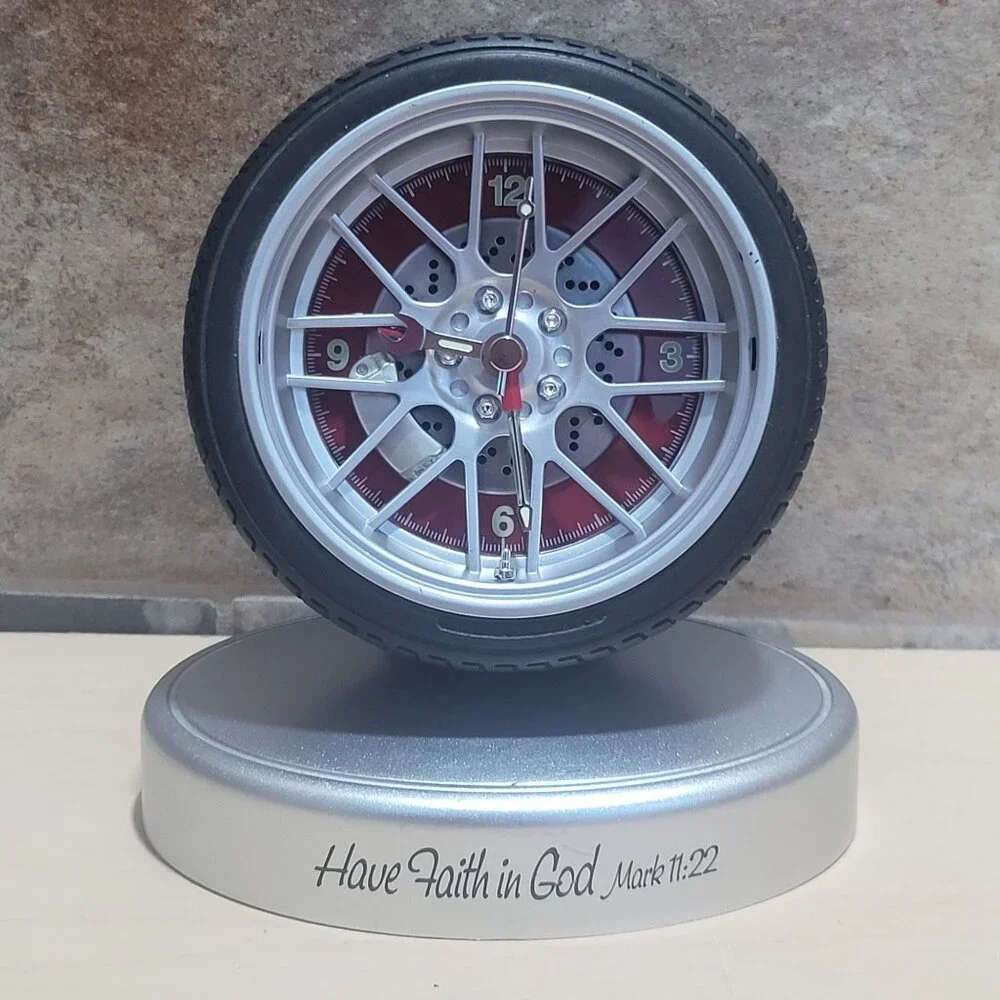 Tire Shaped Desk Alarm Clock Missing Bottom Battery Cover
